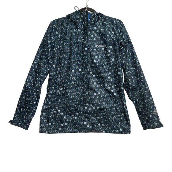 Columbia M Omni-Tech Waterproof Breathable Packable Hooded Jacket Floral Pa - Picture 1 of 11